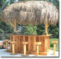 Build this outdoor tiki bar with tiki bar plans you can download.