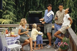 Outdoor entertaining with friends on the deck