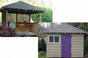 Cedar gazebo rebuilt into a garden shed